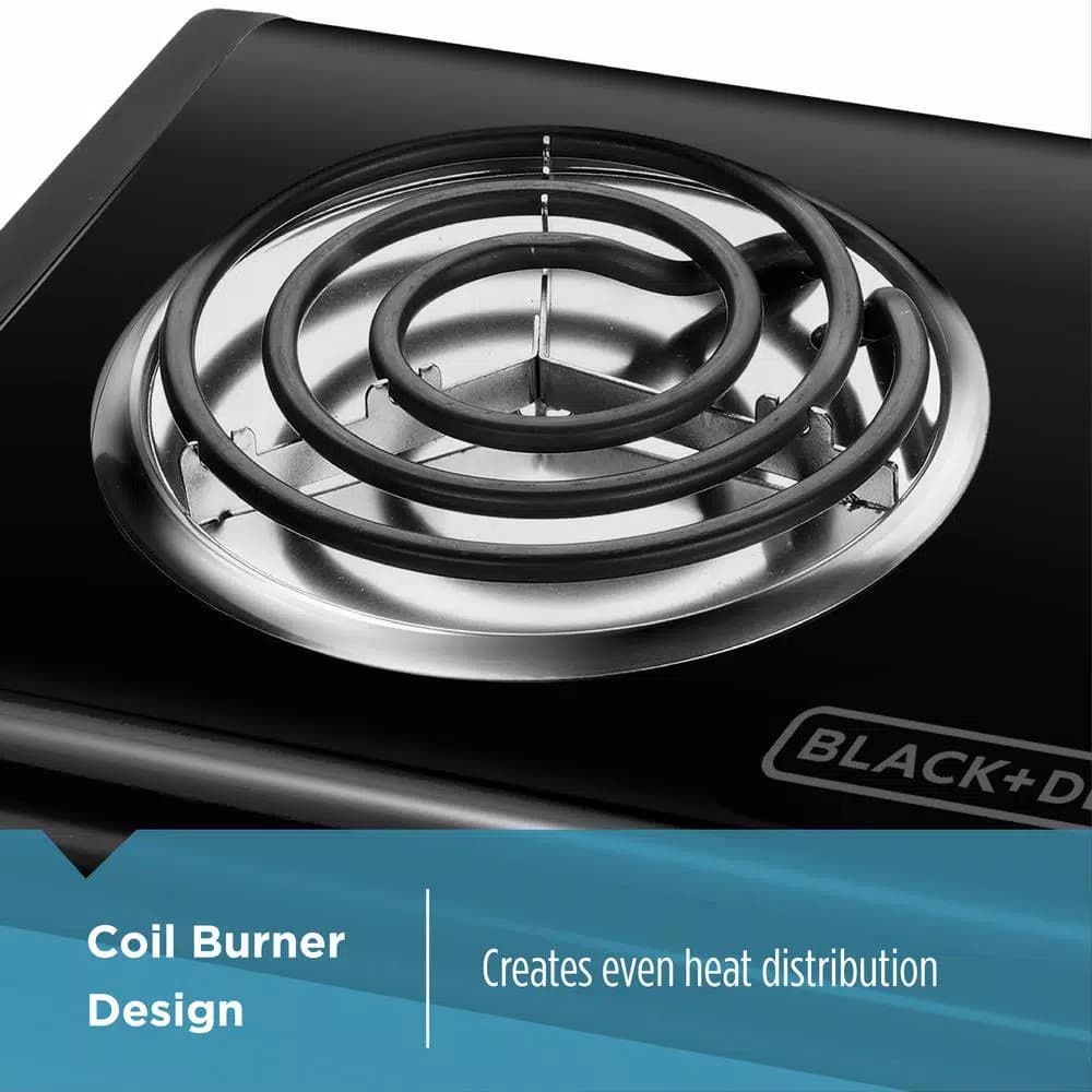 BLACK+DECKER 2-Burner 12 in. Black Hot Plate with Dual Temperature Controls