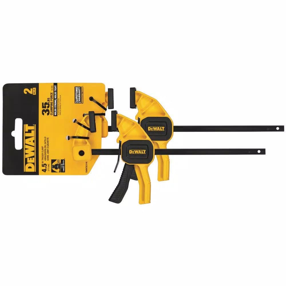 DEWALT 4.5 in. 35 lb. Trigger Clamps, 2-Pack with 1.5 in. Throat Depth