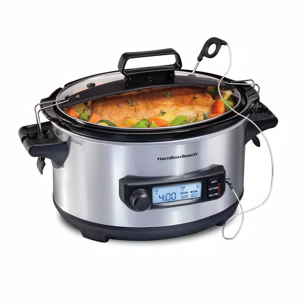 Hamilton Beach 6 Qt. Stainless Steel Slow Cooker with Advanced Temp Tracker