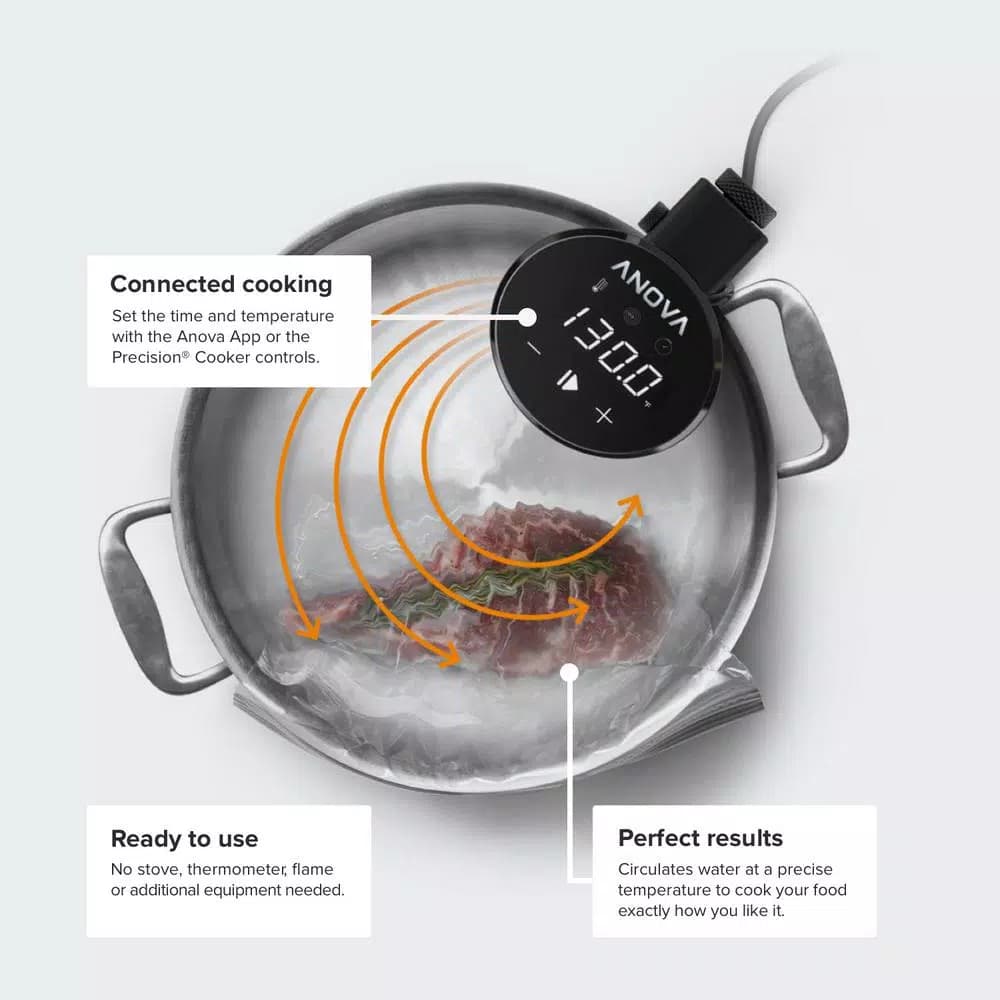 Anova Precision Cooker WiFi Sous Vide, Black and Silver