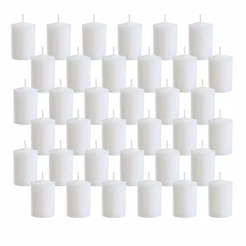 LUMABASE White Unscented Paraffin Wax Votive Candles, 15-Hour Burn Time, 36-Count Pack