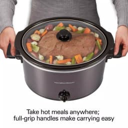 Hamilton Beach 10 Quart Slow Cooker with Folding Handles, Black thumbnail 7