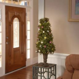 National Tree Company 24 in. Spring Entrance Mossy Tree Topiary with Colorful Flowers and Berries in Decorative Urn thumbnail 2