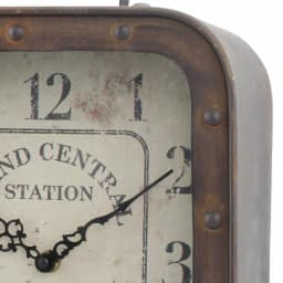 Stonebriar Collection Grand Central Station 14 in. x 10 in. Rustic Metal and Glass Square Tabletop Analog Clock thumbnail 4
