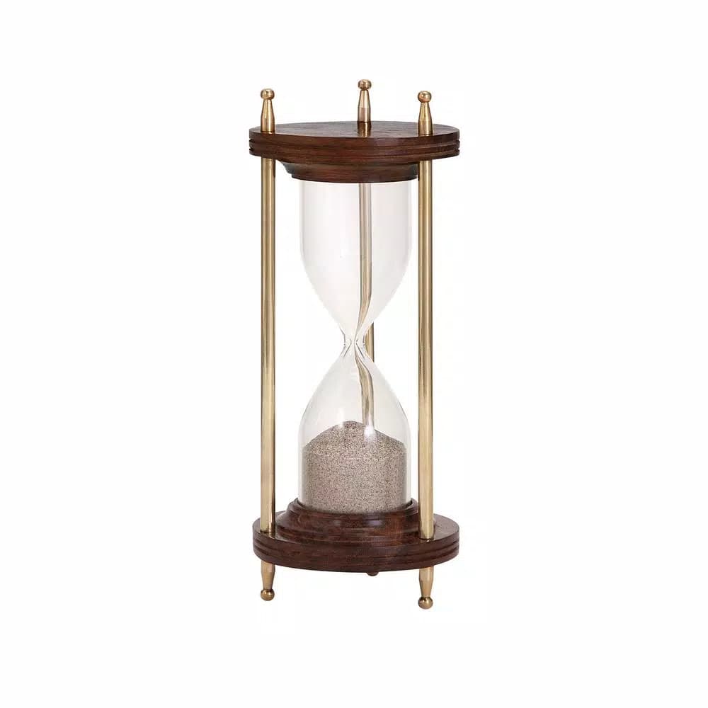 Unbranded Pratt Large Brass and Sheesham Wood Hourglass with Gift Box