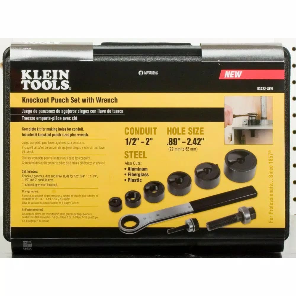 Klein Tools 9-Piece Knockout Punch and Ratcheting Wrench Set