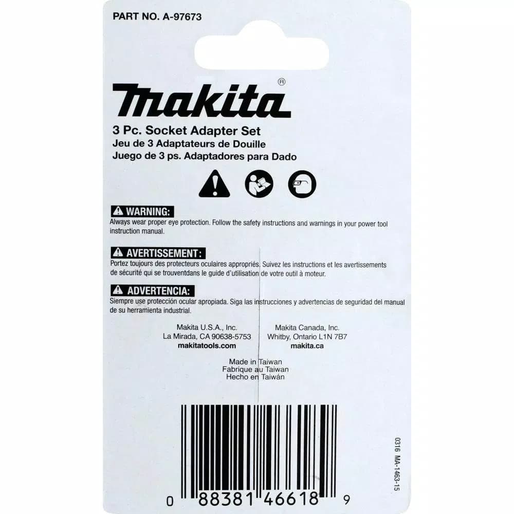 Makita ImpactX 2 in. Modified S2 Steel Socket Adapter Set, 3-Pack