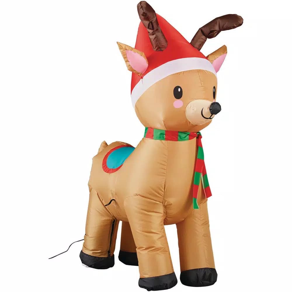 Home Accents Holiday 3.5 ft. Pre-Lit Airblown Inflatable Reindeer with LED Lights, Outdoor Holiday Decoration
