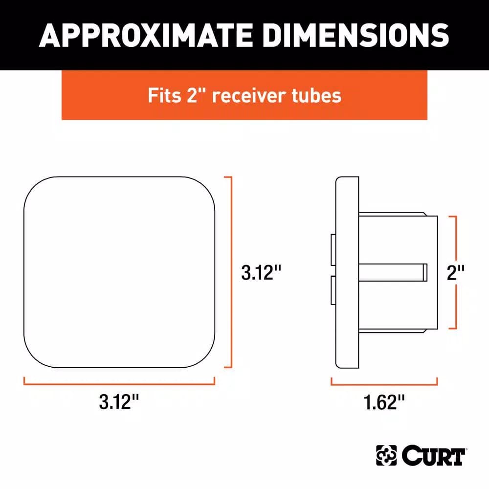 CURT 2" Rubber Trailer Hitch Receiver Tube Cover, Black