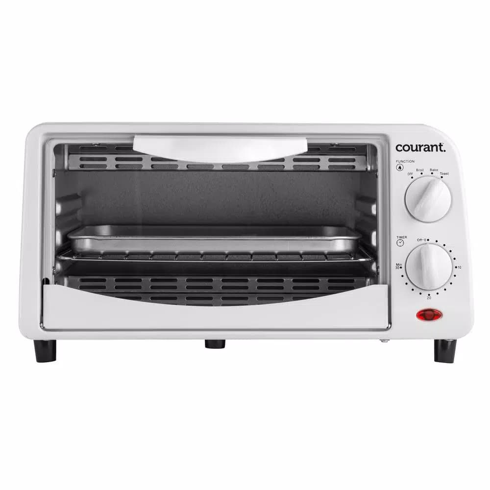 Courant 4-Slice White Countertop Toaster Oven with Bake and Broil Functions