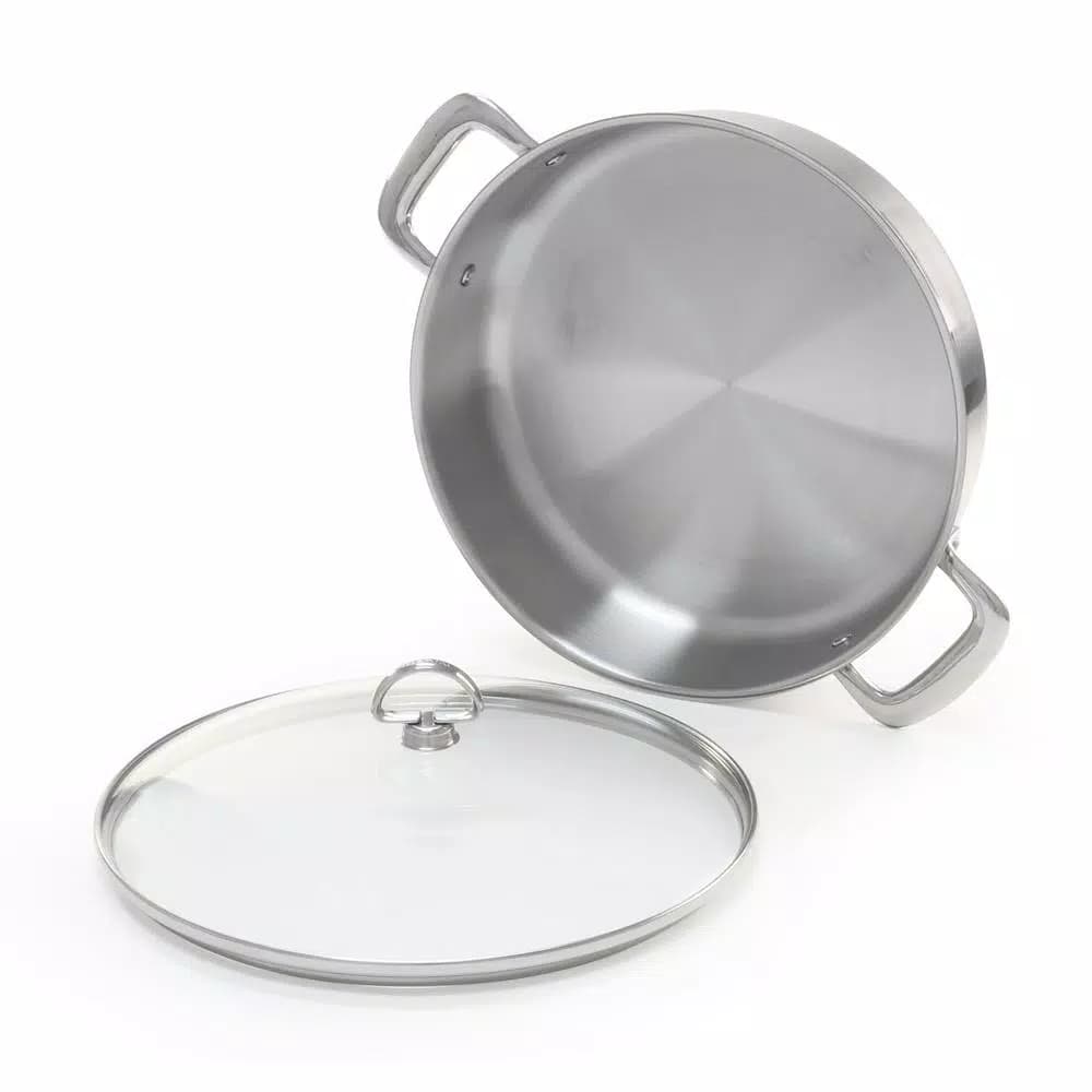 Chantal Induction 21 Steel 5 Qt. Stainless Steel Saute Pan with Glass Lid, Brushed Stainless Steel