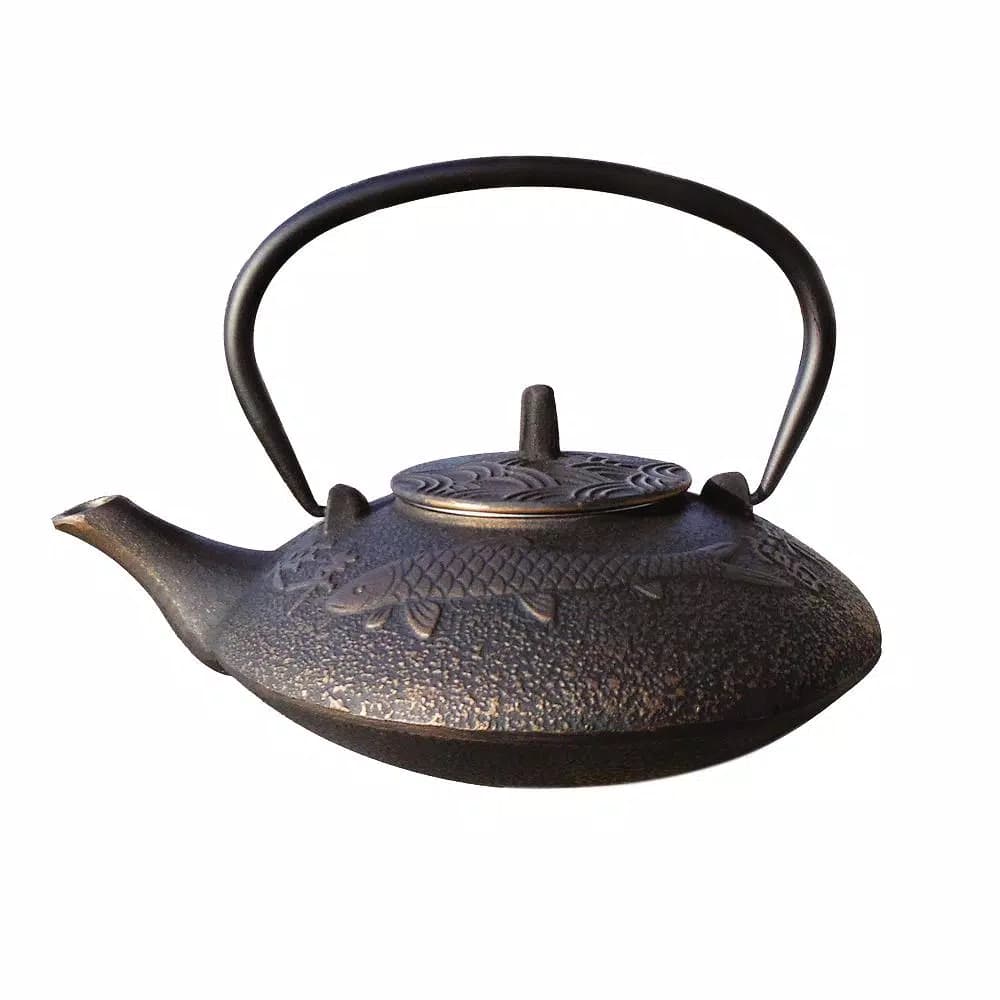 Old Dutch Unity Koi Cast Iron Tetsubin Teapot, Black and Copper, 4.75-Cup Capacity