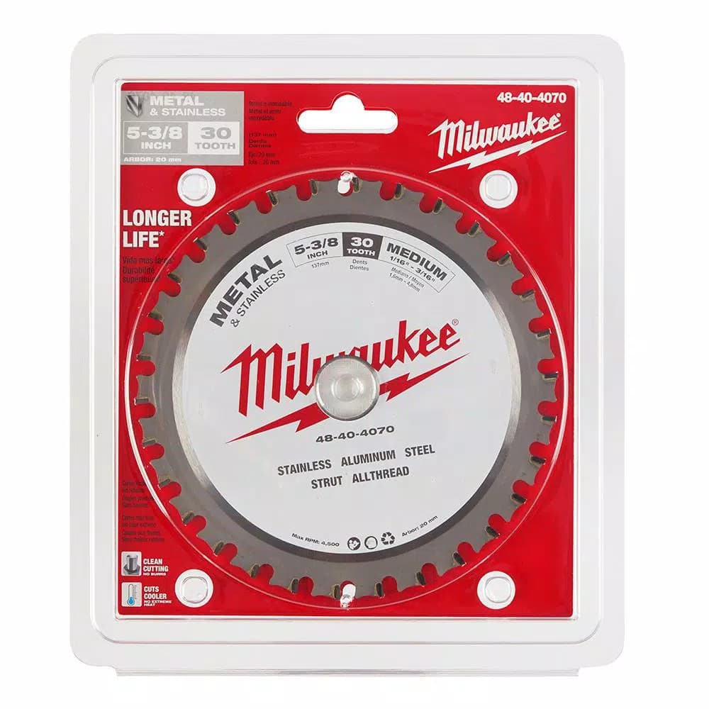 Milwaukee 5-3/8 in. 30T Metal & Stainless Steel Carbide Circular Saw Blade