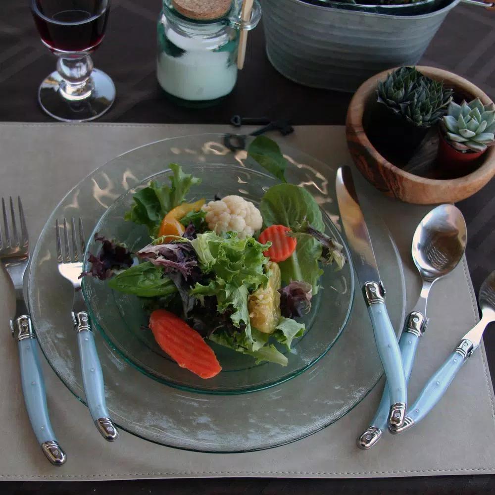 French Home Laguiole 20-Piece Stainless Steel Flatware Set, Ice Blue, Service for 4