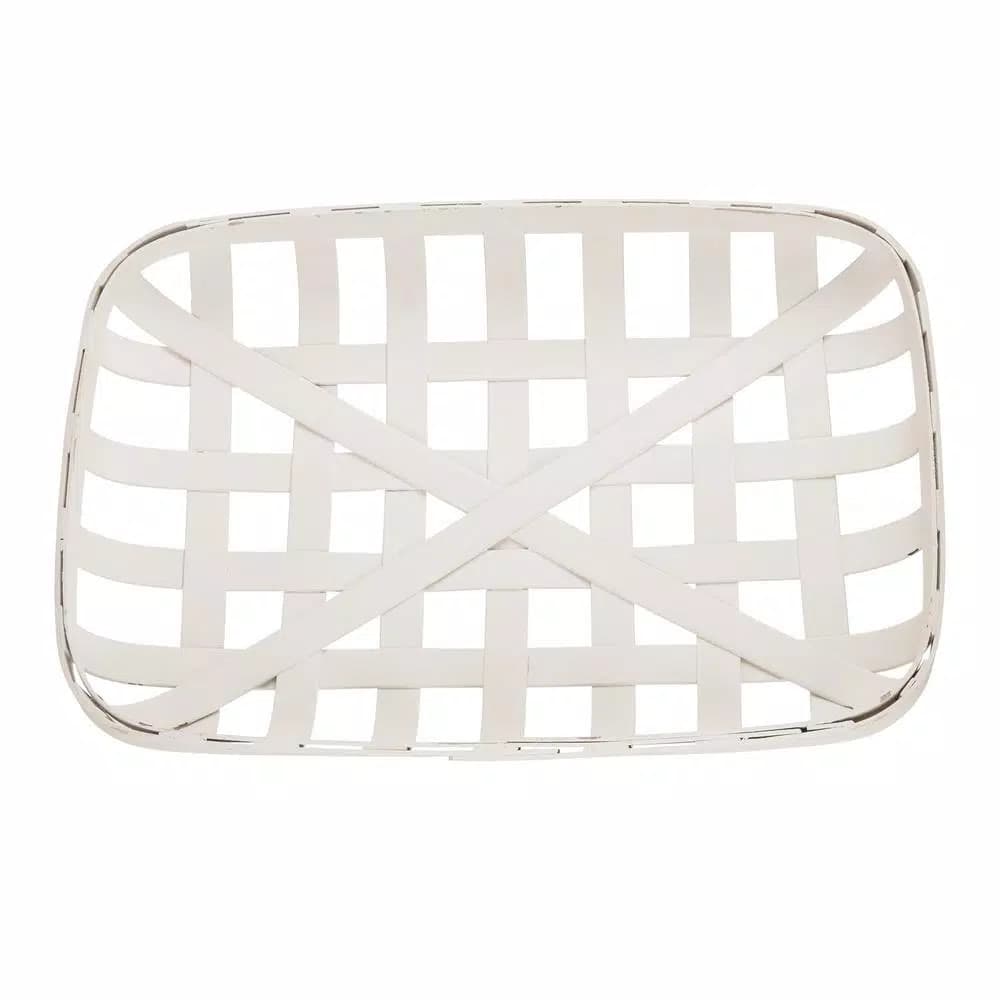 Glitzhome 30 in. H x 24 in. W White Wooden Tobacco Basket Wall Decor