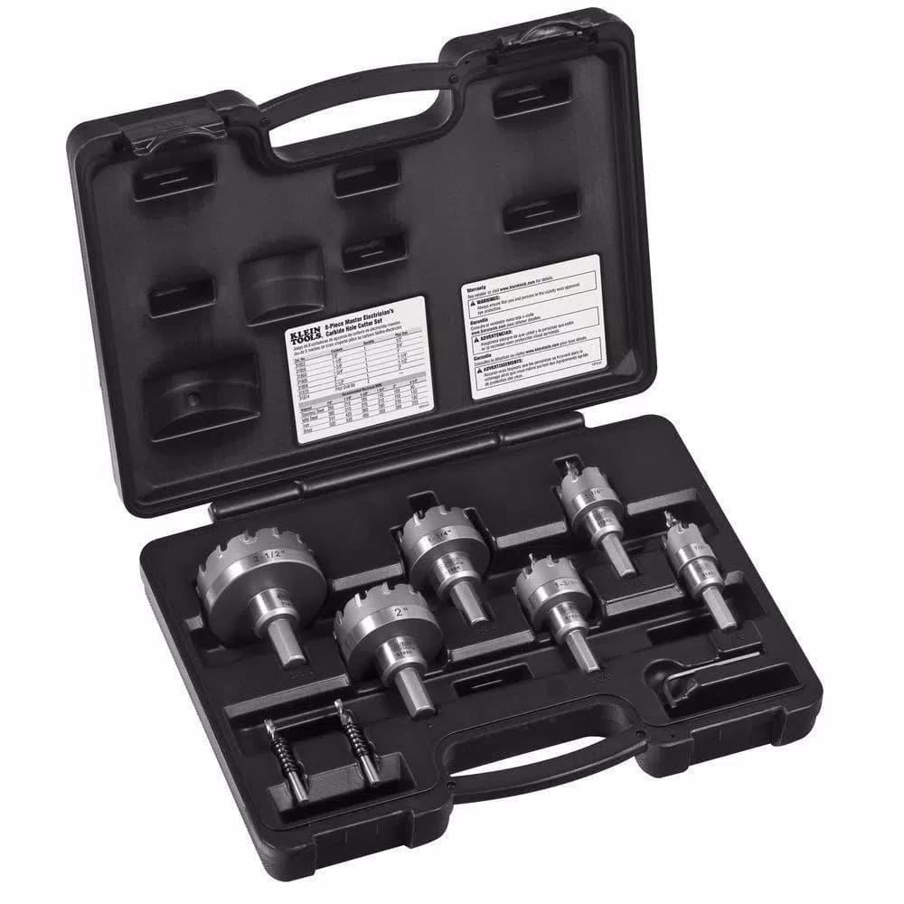 Klein Tools 8-Piece Carbide Hole Saw Kit for Electricians - Multi-Purpose Metal Cutter Set