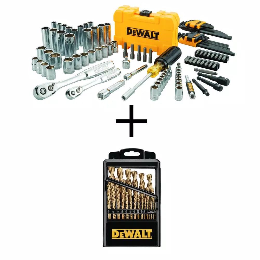 DEWALT 137-Piece Mechanics Tool Set with Bonus 29-Piece Cobalt Drill Bit Set