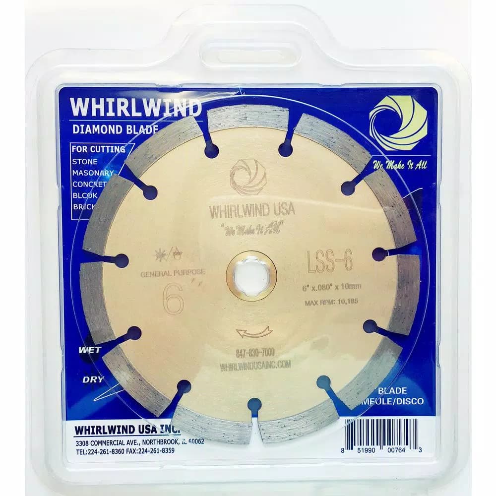 Whirlwind USA 6 in. Segmented Diamond Blade for Concrete, Stone, Brick, and Masonry