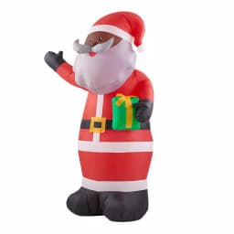Home Accents Holiday Gemmy Airblown 6.5 ft. LED Outdoor Inflatable African-American Santa with Present thumbnail 3