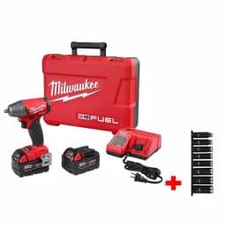 Milwaukee M18 FUEL 3/8 in. Compact Impact Wrench Kit with 5.0 Ah Batteries, Charger & 8-Piece Socket Set thumbnail 1
