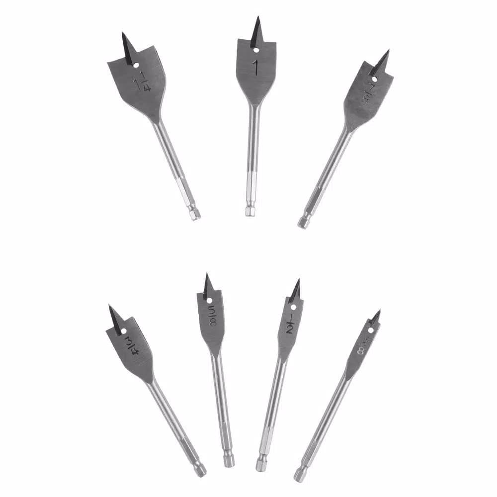 Stalwart 7-Piece Carbon Steel Spade Drill Bit Set with Carrying Case
