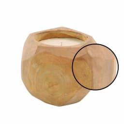 LITTON LANE Hand-Carved Natural Teak Wood Coconut-Shaped Candle Holder with White Unscented Wax thumbnail 3