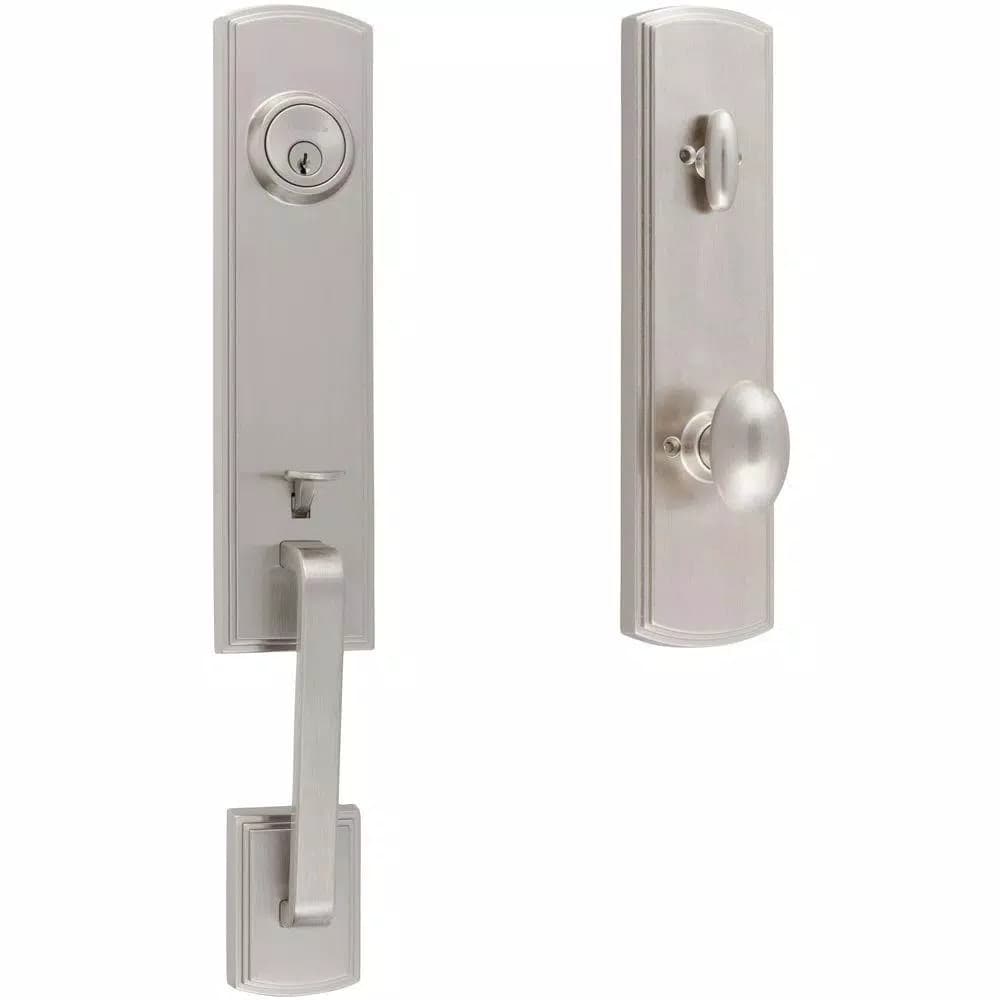 Delaney Italian Collection Briona Single Cylinder Satin Nickel Handleset with Canova Interior Left-Hand