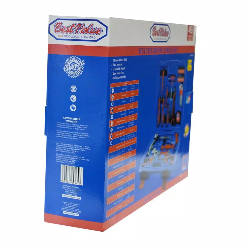 Best Value 49-Piece Homeowners Tool Kit Set with Blow Mold Case and Chrome Plated Finish