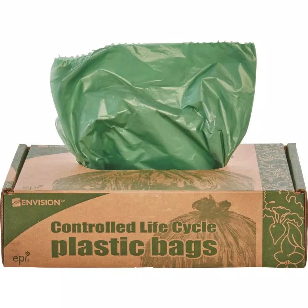 Stout 33 Gallon Totally Degradable Trash Bags, 40 Count Box, Green