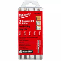 Milwaukee 3-Flat SECURE GRIP Carbide Hammer Drill Bit Set, 7-Piece thumbnail 3