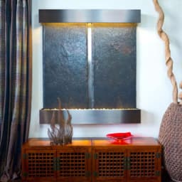 Water Wonders Nojoqui Falls Double Lightweight Slate Wall Fountain with Stainless Steel Trim thumbnail 5