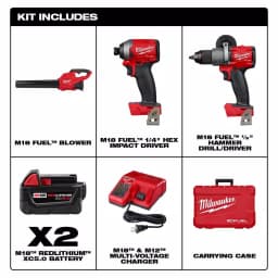 Milwaukee M18 FUEL 18V Brushless Hammer Drill, Impact Driver & Blower Combo Kit thumbnail 2