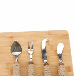 Mind Reader 4-Piece Stainless Steel Cheese Knife Set with Decorative Rope Wrapped Wood Handles thumbnail 4