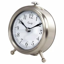 Equity by La Crosse Small 3 in. Metal Quartz Analog Alarm Table Clock with Lighted Dial - Silver thumbnail 2