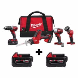 Milwaukee M18 18V Lithium-Ion Cordless 4-Tool Combo Kit with 4 Batteries and Charger thumbnail 1