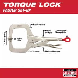 Milwaukee 11 in. TORQUE LOCK Locking C-Clamp with Swivel Jaws thumbnail 2