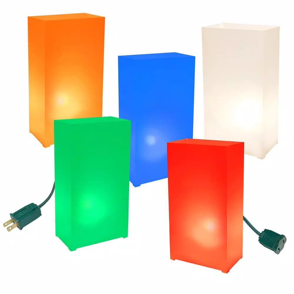 LUMABASE Multi-Color Electric Luminaria Kit - Set of 10 Weather Resistant Outdoor Lanterns