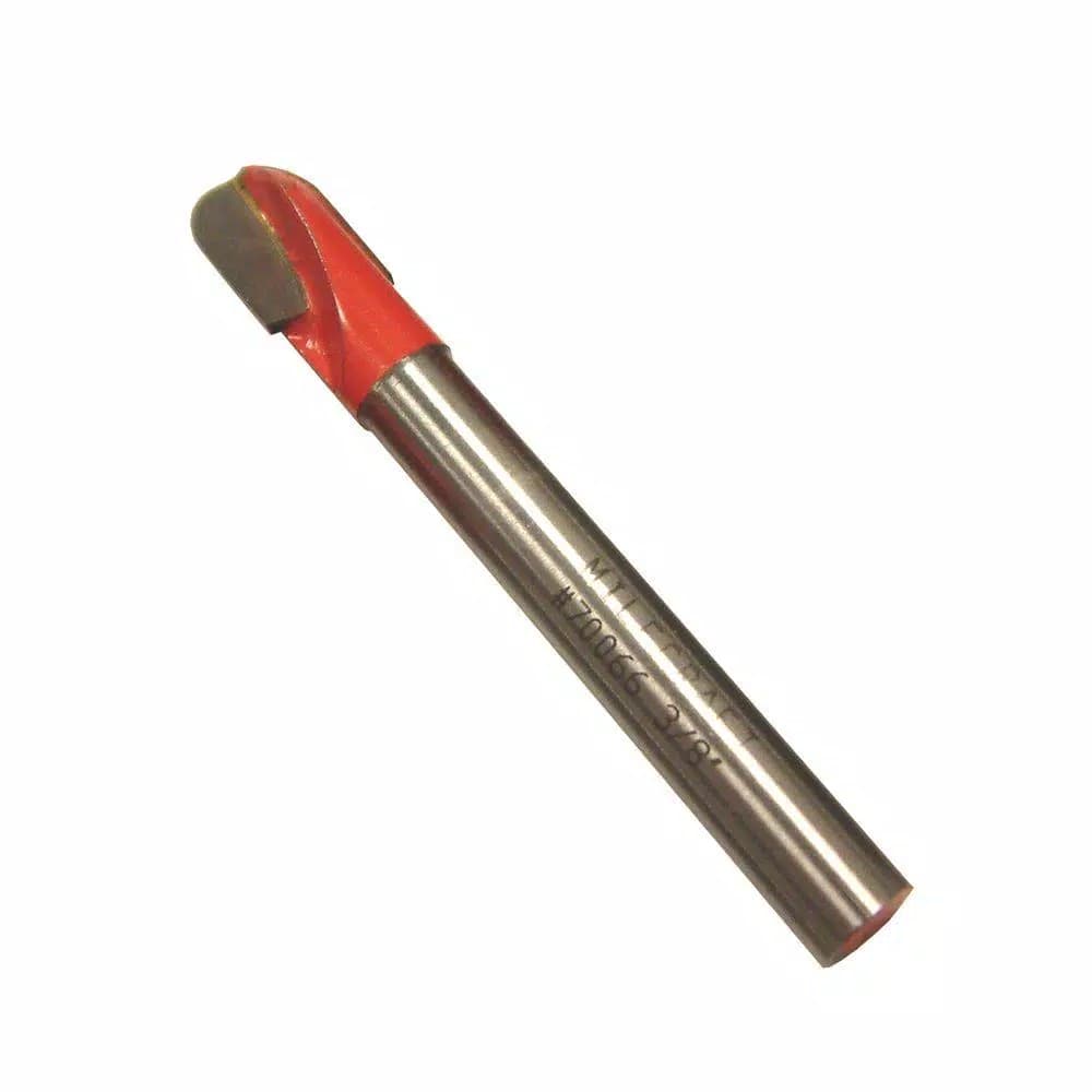 Milescraft 3/8 in. Core Box Long-Reach Router Bit, 1/4 in. Shank