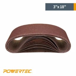 POWERTEC 100-Grit Aluminum Oxide Sanding Belts, 3 in. x 18 in. (10-Pack) thumbnail 3