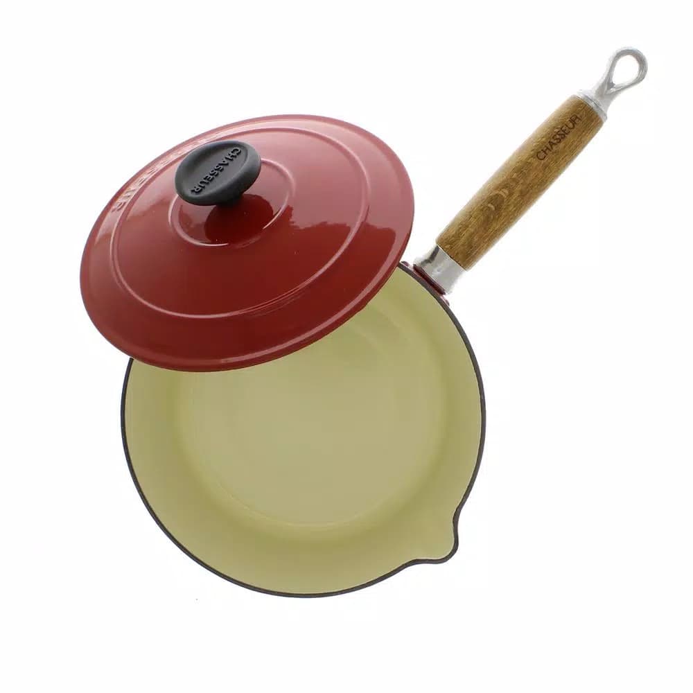Chasseur 2.5 qt. Enameled Cast Iron Sauce Pan with Lid, Red