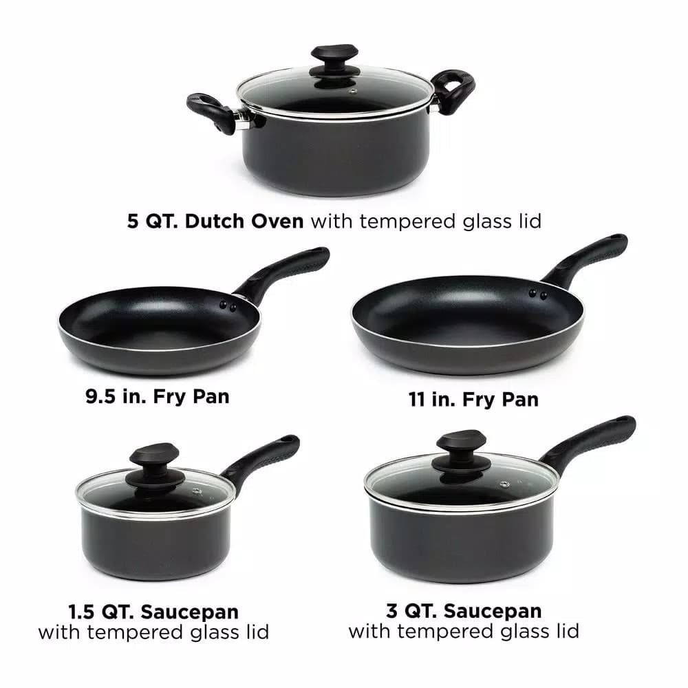 Ecolution Artistry 8-Piece Aluminum Nonstick Cookware Set, Slate