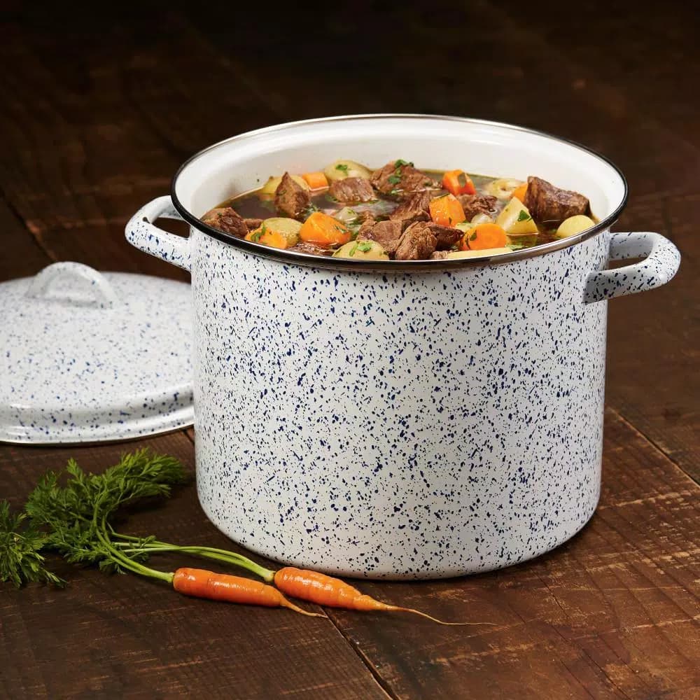 Paula Deen Enamel on Steel 12-Quart Stock Pot with Lid, White