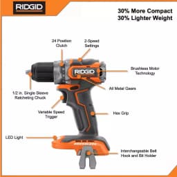 RIDGID 18V SubCompact Brushless Drill Driver and Impact Driver Combo Kit with (2) 2.0 Ah Batteries thumbnail 3