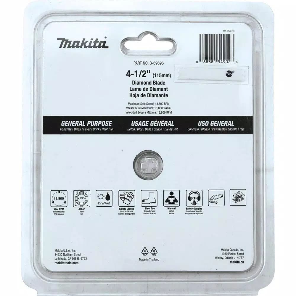 Makita 4.5 in. Turbo Rim Diamond Blade for General Purpose Masonry Cutting