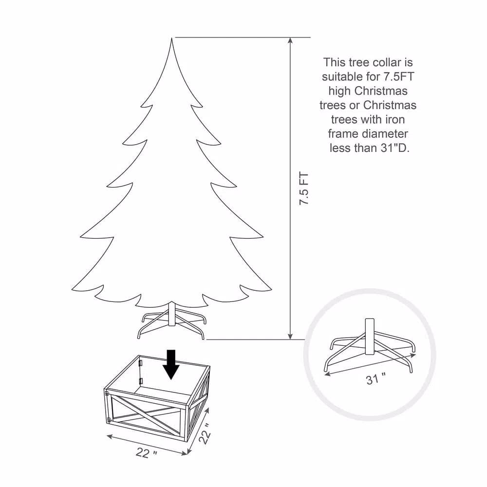 Glitzhome 22.09 in. Washed White Wooden Tree Collar - Rustic Farmhouse Christmas Tree Box