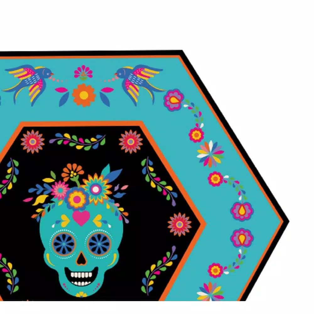 Sugar Plum Party SugarPlum Collection Day of the Dead Hexagon Paper Dinner Plates, 16-Piece Set