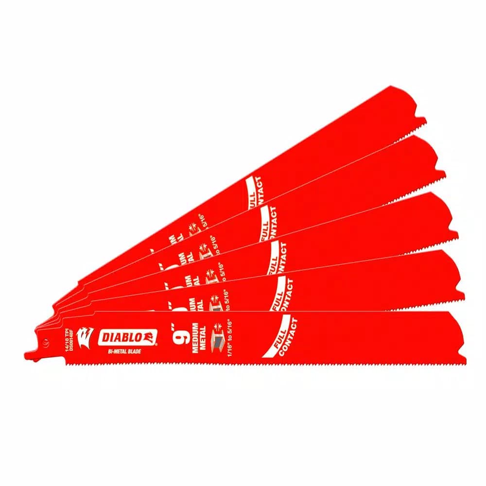 Diablo Steel Demon 9 in. 14/18 TPI Bi-Metal Medium Metal Cutting Reciprocating Saw Blades, 6-Pack