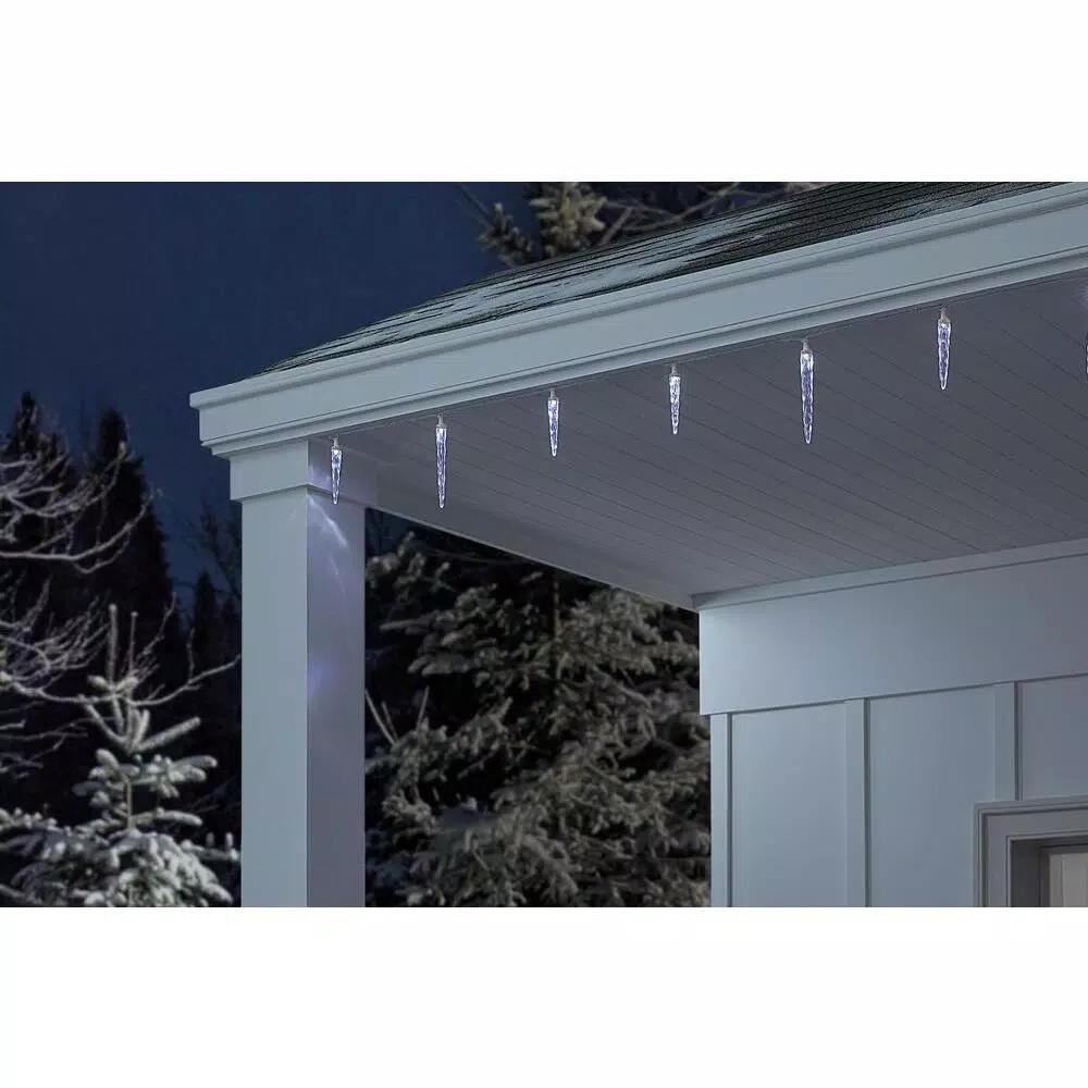 LightShow ColorMotion 24-Light White LED Icicle Christmas String Lights, 8 Effects, Outdoor/Indoor