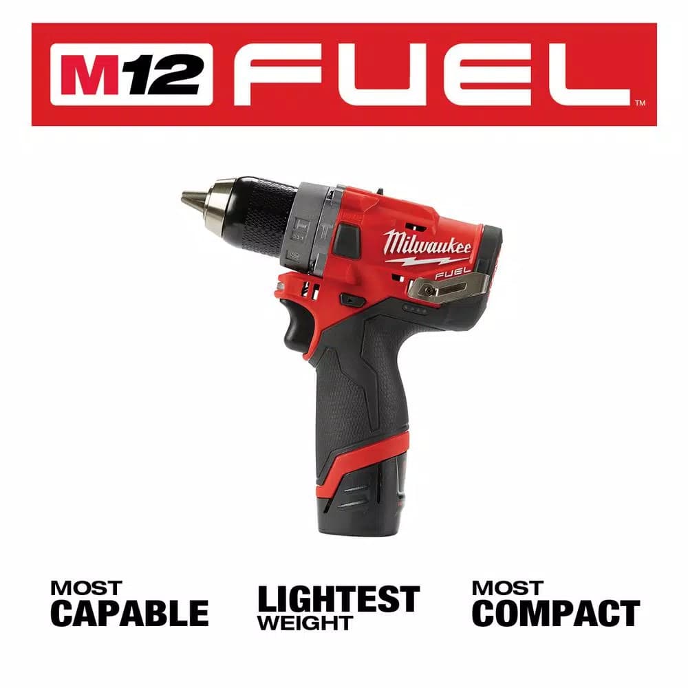 Milwaukee M12 FUEL 12V Li-Ion Brushless Hammer Drill and Impact Driver Combo Kit with Free Multi-Tool