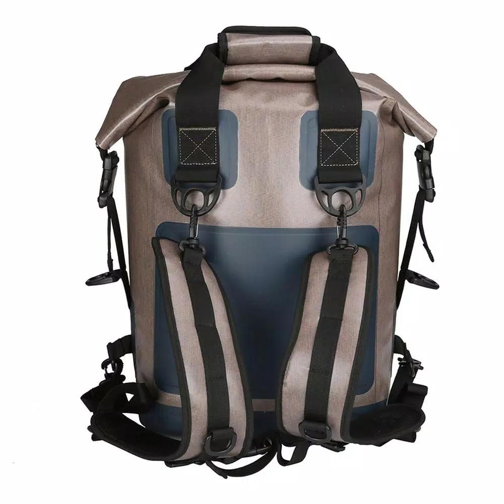 Camp-Zero Premium 17.2 Qt Soft-Side Backpack Cooler Bag, Beige and Blue